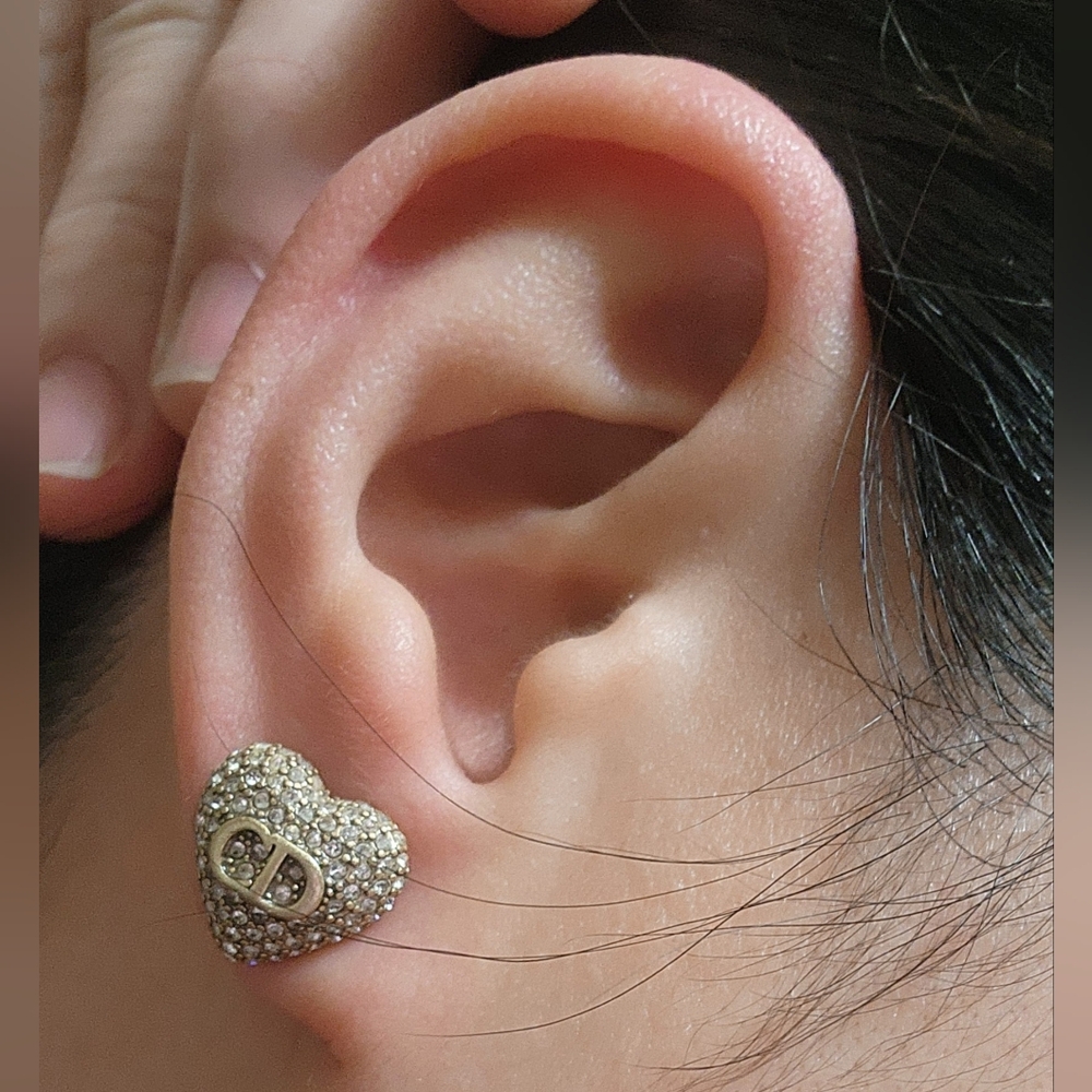 Dior Gold Heart Stud Earrings
